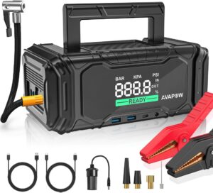 AVAPOW 12V 150PSI 3000A Peak Car Battery Jump Starter with Air Compressor $59.99 1 AVAPOW Car Battery Jump Starter