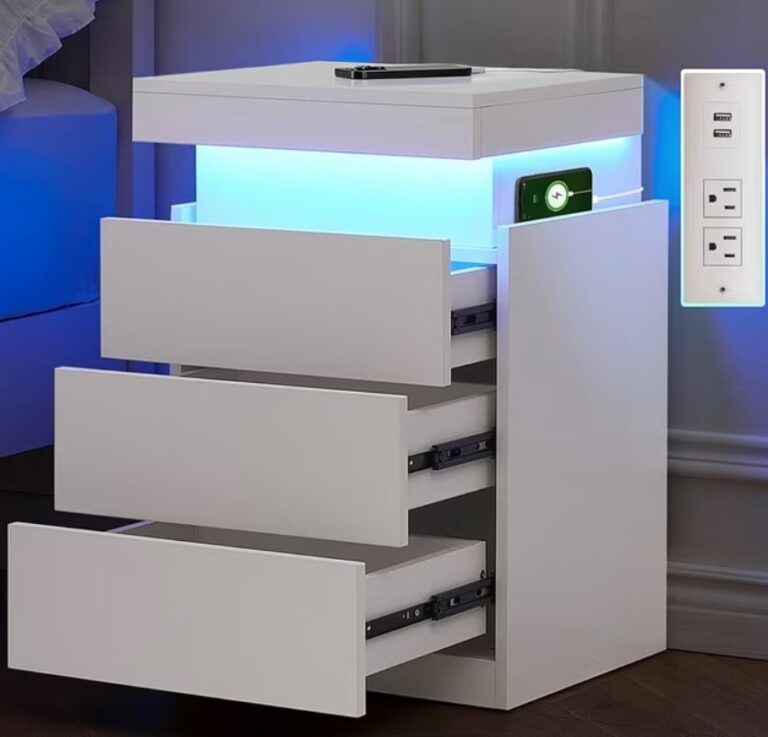 Monvane Modern LED Nightstand with 3 Drawers $83.99 7 Monvane