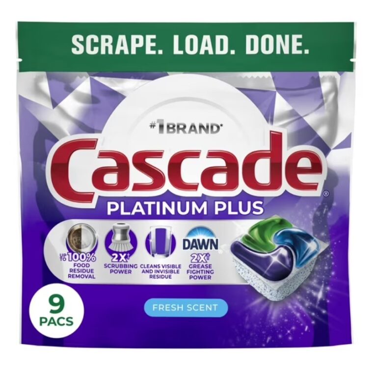 9-Count Cascade Platinum Plus Dishwasher Detergent Pods + $4 Walmart Cash $4.94 19 Cascade