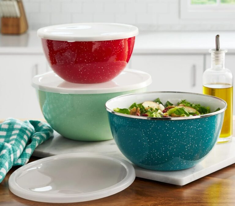 The Pioneer Woman 6-Piece Enamel on Steel Mixing Bowls with Lids $8.56 7 The Pioneer Woman