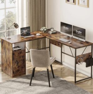 Bestier L Shaped Desk 95" Computer Desk with Storage Cabinet $70 5 Bestier