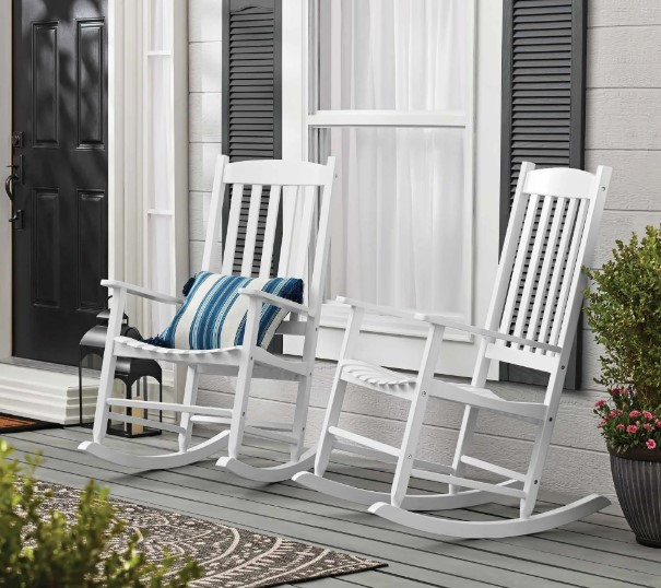 2-Pack Mainstays Outdoor Wood Porch Rocking Chair $55 9 Mainstays