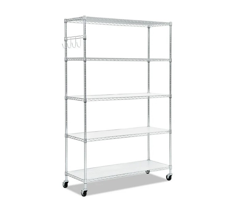 Alera 5-Shelf Wire Shelving Kit with Casters and Shelf Liners (48"w x 18"d x 72"h) $86.51 22 Alera