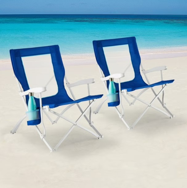 2-Pack Mainstays Folding Hard Arm Beach Bag Chair with Carry Bag $19.88 16 Mainstays