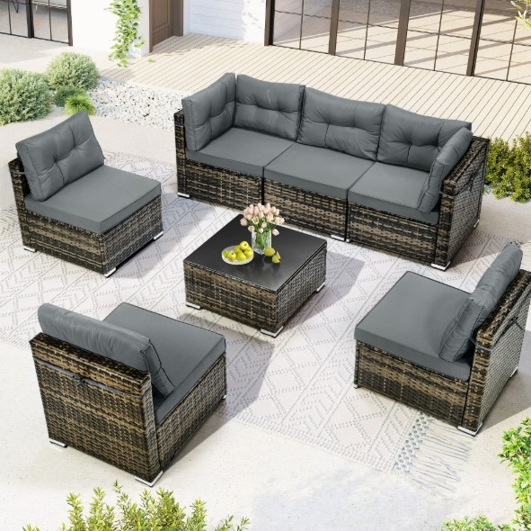 7-Piece Segmart Rattan Sectional Sofa Set $299.85 1 Segmart