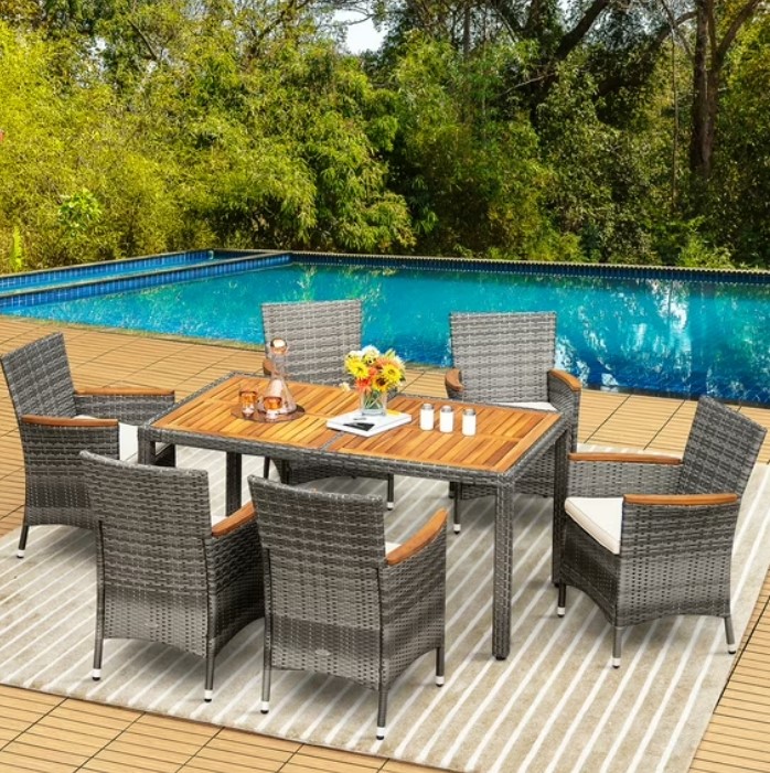 7-Piece Costway Patio Rattan Dining Set $329.99 10 Costway