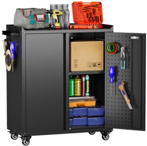GangMei Metal Storage Garage Cabinets with Wheels $79.99 15 GangMei