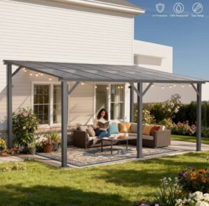 GVDV 14'x10' Hardtop Wall-Mounted Gazebo $323 9 GVDV