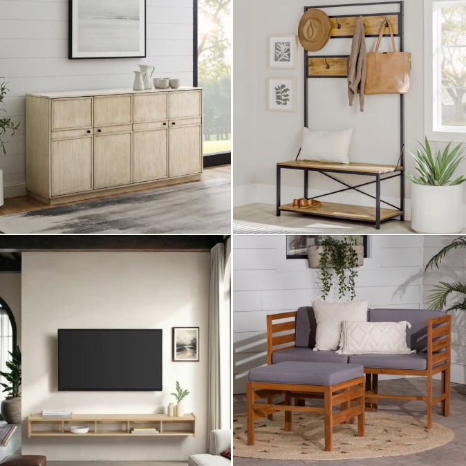 Walker Edison Industrial Hall Tree with Bench and Coat Hooks $39.99 5 Walker Edison