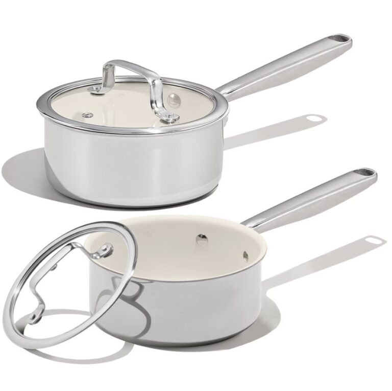 Carote 1.5QT & 3QT Tri-Ply Stainless Steel Ceramic Nonstick Saucepan Set $13.99 5 Carote