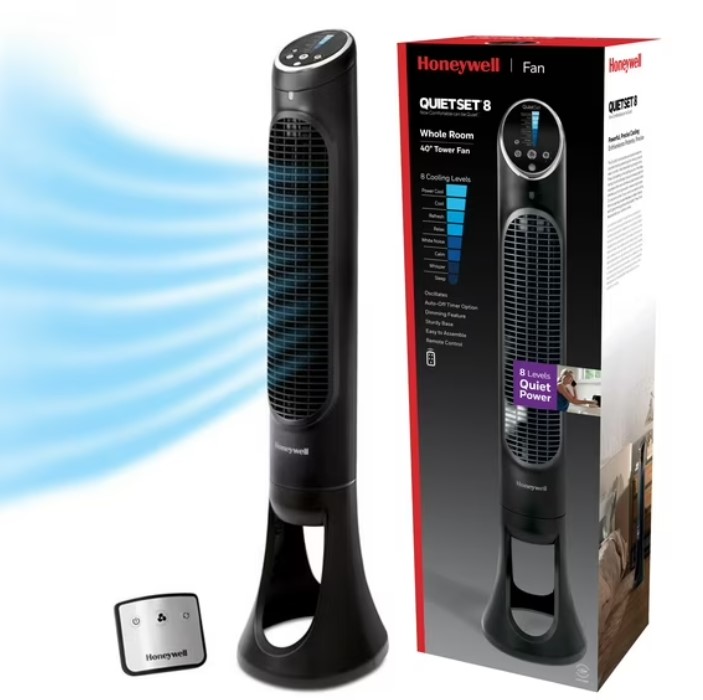 Honeywell 40" Quiet Set 8-Speed Oscillating Tower Fan $63.99 7 Honeywell