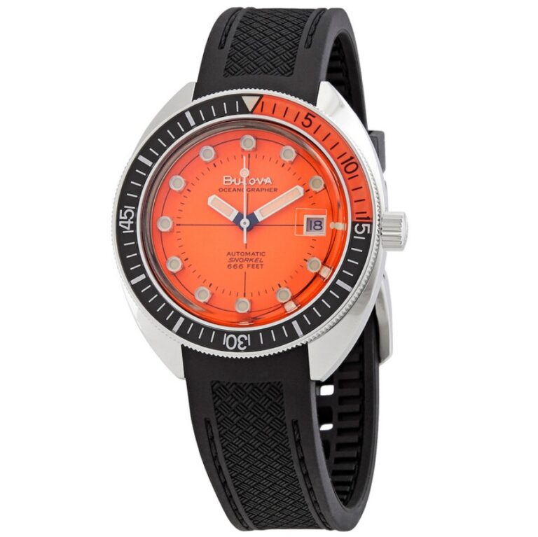 Bulova Men's 41mm Devil Diver Automatic Orange Dial Watch $390 1 Bulova