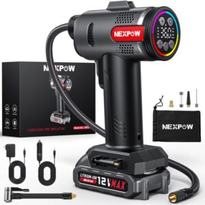 NEXPOW 160 PSI Cordless Tire Inflator with 20000mAh Battery $29.99 11 NEXPOW