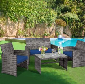 4-Piece Costway Patio Rattan Furniture Set $159.49 15 Costway
