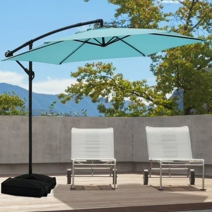 Ainfox 10ft Cantilever Offset Patio Umbrella with Sandbags Weighted Base and Cross Base $68.39 1 Ainfox