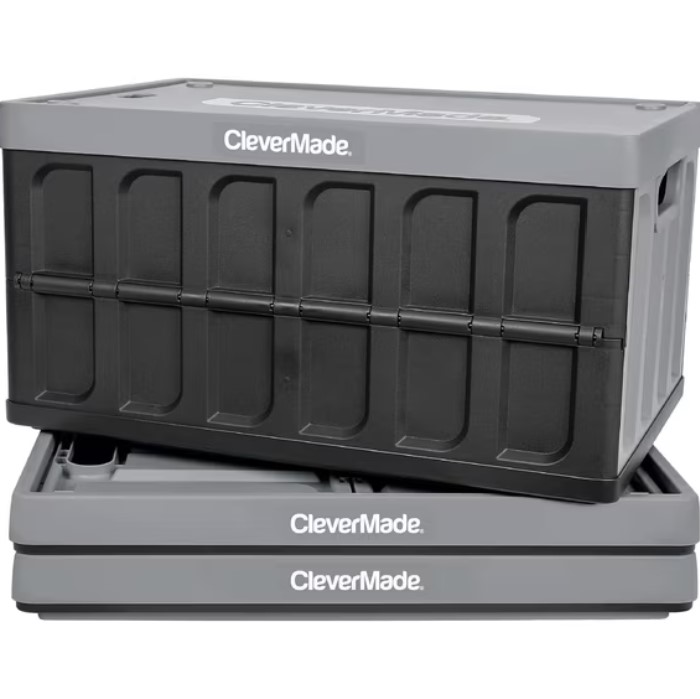 3-Pack CleverMade 62L Collapsible Storage Bin Stackable With Lid $32 3 CleverMade