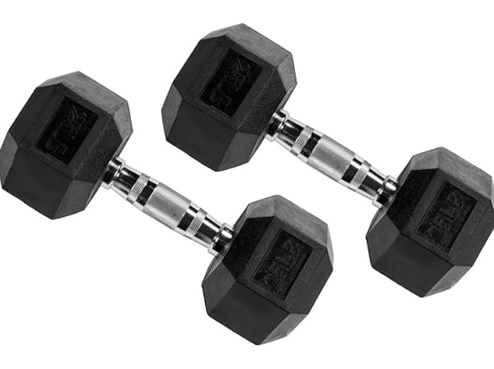 Fitvids 25lbs Rubber Encased Hex Dumbbell (Pair) $39.99 3 Fitvids