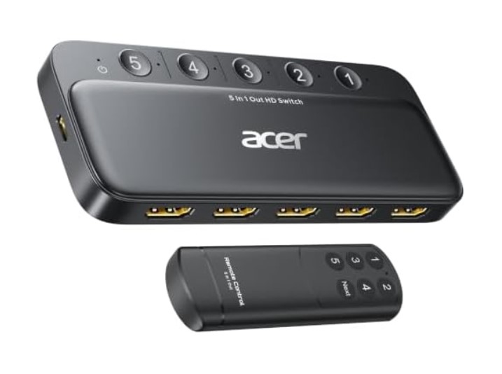 acer 5-in-1 Out HDMI Switch 4K@60Hz HDMI 2.0 with Remote $19.99 1 acer