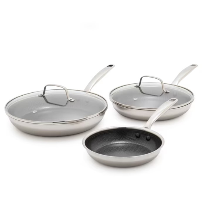 5-Piece Blue Diamond Tri-Ply Stainless Steel Frying Pan Set $42.88 3 Blue Diamond