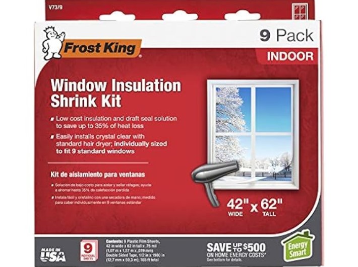 9-Pack Frost King V73/9H Indoor Shrink Window Kit (42" x 62") $5 17 Frost King