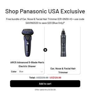 Panasonic ARC5 Men's Advanced 5-Blade Electric Shaver + Free Ear, Nose & Facial Hair Trimmer $109.99 13 Panasonic