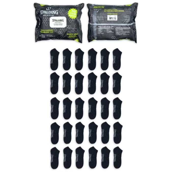30-Pack Spalding Men's Black No-Show Socks $8.07 7 Spalding