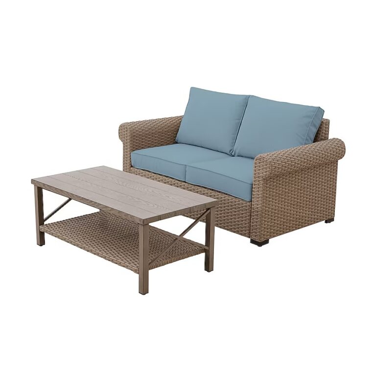 2-Piece allen + roth Emerald Cove Wicker Patio Conversation Set with Blue Cushions $174.50 5 allen + roth