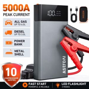 AstroAI 5000A Peak 12V Car Jump Starter $27.99 13 AstroAI