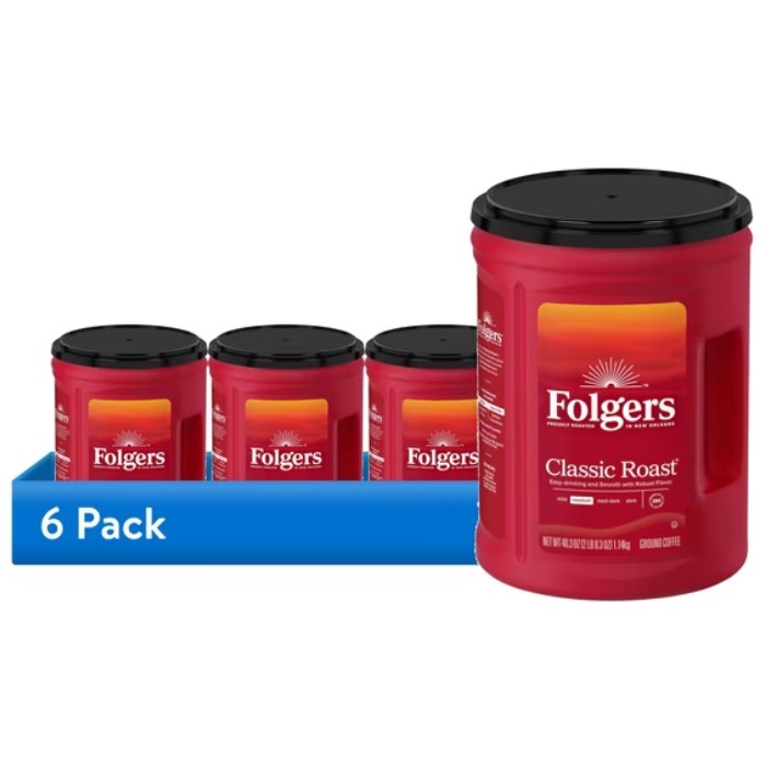 6-Pack Folgers 40.3oz Classic Roast Ground Coffee $75.38 3 Folgers