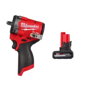 Milwaukee M12 FUEL 12V Brushless Stubby 3/8" Impact Wrench with M12 XC High Output 5Ah Battery $183 7 Milwaukee
